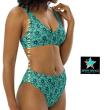 Load image into Gallery viewer, Yeehaw Turquoise Floral Leather Print Bikini