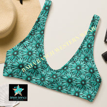 Load image into Gallery viewer, Yeehaw Turquoise Floral Leather Print Bikini Top