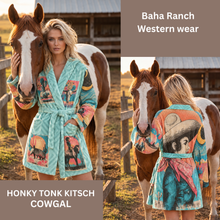 Load image into Gallery viewer, Baha Ranch Honky Tonk Kitsch Cowgal Miky Fleece Plush Robe