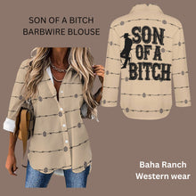 Load image into Gallery viewer, Baha Ranch Son of A Bitch Barbwire Button Up Blouse