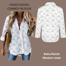 Load image into Gallery viewer, Baha Ranch Faded Rodeo Cowboy Western Button Up Blouse