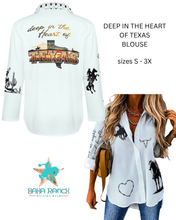 Load image into Gallery viewer, Baha Ranch Deep in the Heart of Texas Graphic Button Up Western Blouse