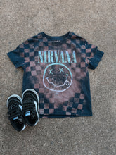 Load image into Gallery viewer, Upcycled By Katie Nirvana Smiley Face Tee – Hand-Bleached One-of-a-Kind (4T) Shirt – Graphic Teen