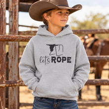 Load image into Gallery viewer, Let's Rope Youth Western Hoodie | Kids Rodeo Cowboy Sweatshirt