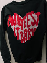 Load image into Gallery viewer, Manifest It, Baby – Black Hanes Crewneck (Front & Back Print)