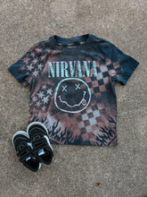 Load image into Gallery viewer, Upcycled by Katie: Nirvana Smiley Face Tee – Hand-Bleached One-of-a-Kind (5T) Shirt – Graphic Tee