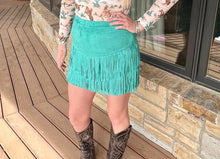Load image into Gallery viewer, Turquoise Fringe Skirt/Shorts