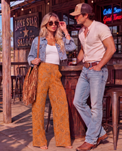 Load image into Gallery viewer, Baha Ranch Orange Paisley Bandana Wide Leg Pants