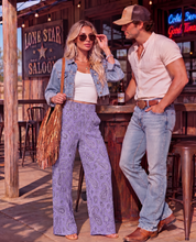 Load image into Gallery viewer, Baha Ranch Lavender Paisley Bandana Wide Leg Pants