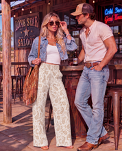 Load image into Gallery viewer, Baha Ranch Cream with Tan Paisley Bandana Wide Leg Pants