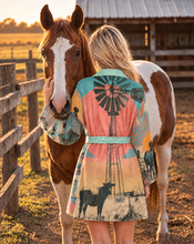 Load image into Gallery viewer, Baha Ranch Honky Tonk Kitsch Ranch Life Plush Minky Fleece Robe