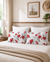 Load image into Gallery viewer, Baha Ranch Red Floral Pillowcase Made in America