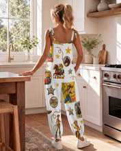 Load image into Gallery viewer, Baha Ranch Vintage Cowgirl Collage Western Overalls Jumpsuit