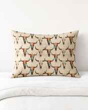 Load image into Gallery viewer, Baha Ranch Bull Skulls Pillow Case Made in America