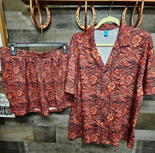 Load image into Gallery viewer, Leather Floral Print Women's Pajama Set