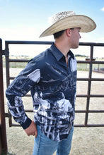Load image into Gallery viewer, Sepia Cowboy Ranch Long Sleeve Button Up Arena Shirt