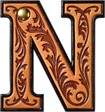 Load image into Gallery viewer, Monogrammed Initial Western Leather Look Saddle Longhorn Cowboy Cowgirl Kitchen Dish Towels Made in America