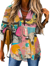 Load image into Gallery viewer, Pop Western Retro Cowgirl Collage Button Up Blouse