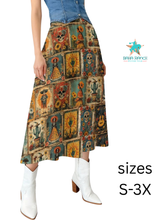 Load image into Gallery viewer, Colores de Mexico Dia de los Muertos Midi Skirt