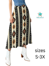 Load image into Gallery viewer, Colores de Mexico Southwestern Aztec Midi Skirt