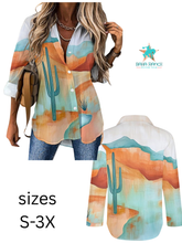 Load image into Gallery viewer, Baha Ranch Colores de Mexico Turquoise Desert Button Up Blouse