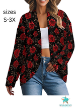 Load image into Gallery viewer, Colores de Mexico Romantic Roses Drop Shoulder Cardigan