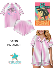 Load image into Gallery viewer, Baha Ranch Retro Pop Western Wild West Pink Pin Stripe Satin Pajamas