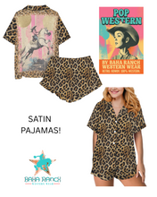 Load image into Gallery viewer, Baha Ranch Retro Pop Western Leopard Cowgirl Satin Pajamas