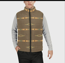 Load image into Gallery viewer, Light Brown Aztec Men's Puffy Vest