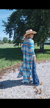 Load image into Gallery viewer, Teal Aztec Long Shirt Dress Duster