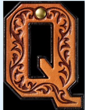 Load image into Gallery viewer, Monogrammed Initial Western Leather Look Saddle Longhorn Cowboy Cowgirl Kitchen Dish Towels Made in America
