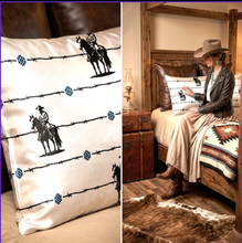 Load image into Gallery viewer, Baha Ranch Satin Saddle Up Pillow Case White Made in America