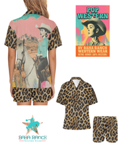 Load image into Gallery viewer, Baha Ranch Retro Pop Western Leopard Cowgirl Pajama Set