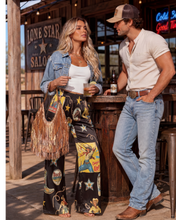 Load image into Gallery viewer, Baha Ranch Vintage Cowgirl Collage High Waisted Wide Leg Pants Inclusive Sizing