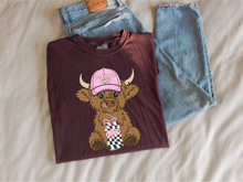 Load image into Gallery viewer, REG DP checker highland cow tee or sweatshirt