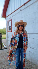 Load image into Gallery viewer, Cowboy Collage Western Shirt Dress Duster