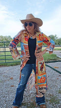 Load image into Gallery viewer, Vintage Rodeo Poster Button-Up Long Sleeve Shirt Duster Dress