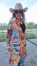 Load image into Gallery viewer, Vintage Rodeo Poster Button-Up Long Sleeve Shirt Duster Dress