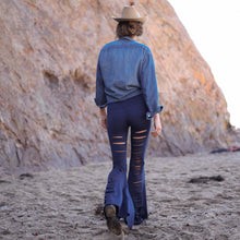 Load image into Gallery viewer, Solid Navy Laser Long Bell Bottom ♡