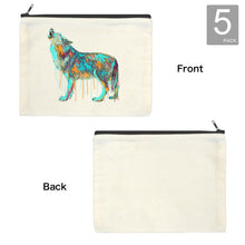 Load image into Gallery viewer, Watercolor Wolf Cosmetic Bag Pack of 5 Made in America
