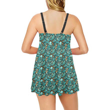 Load image into Gallery viewer, All Turquoise Swim Dress & Shorts Set
