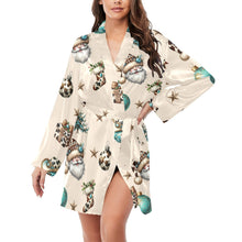 Load image into Gallery viewer, Baha Ranch Country Cow Print Christmas Western Cowgirl Satin Robe