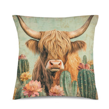 Load image into Gallery viewer, Baha Ranch Cactus Highland Velvety Soft Throw Pillow Case Made in America