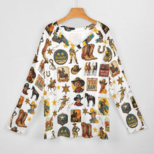 Load image into Gallery viewer, Baha Ranch Long Sleeve Vintage Cowboy Collage Top