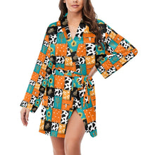 Load image into Gallery viewer, Western Patchwork Women's Belted Satin Feel Dressing Lounge Robe