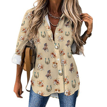 Load image into Gallery viewer, Baha Ranch Floral Horse Country Girl Long Sleeve Blouse