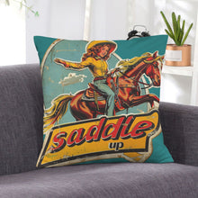 Load image into Gallery viewer, Baha Ranch Saddle Up Velvety Soft Pillow Case Made in America
