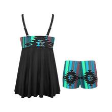 Load image into Gallery viewer, Teal Aztec Swim Dress & Shorts Set