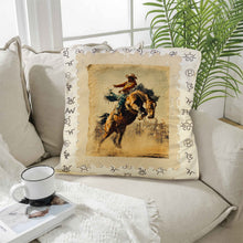 Load image into Gallery viewer, Baha Ranch Vintage Rodeo Stamp Throw Pillow Made in America