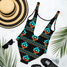 Load image into Gallery viewer, Yeehaw Black Aztec One-Piece Swimsuit